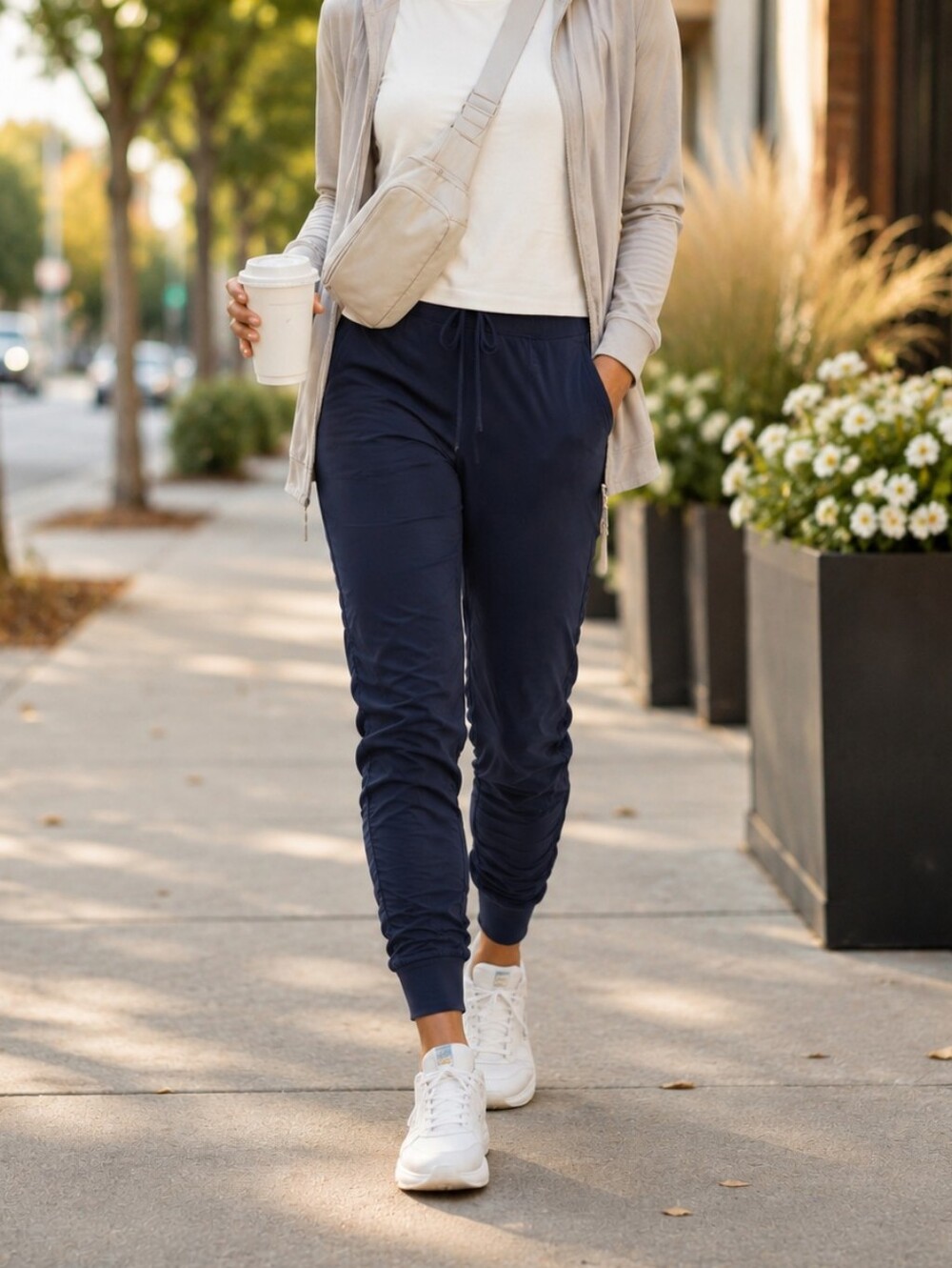 Lululemon Athletica Navy Street to Studio Drawstring Ruched Jogger Pants